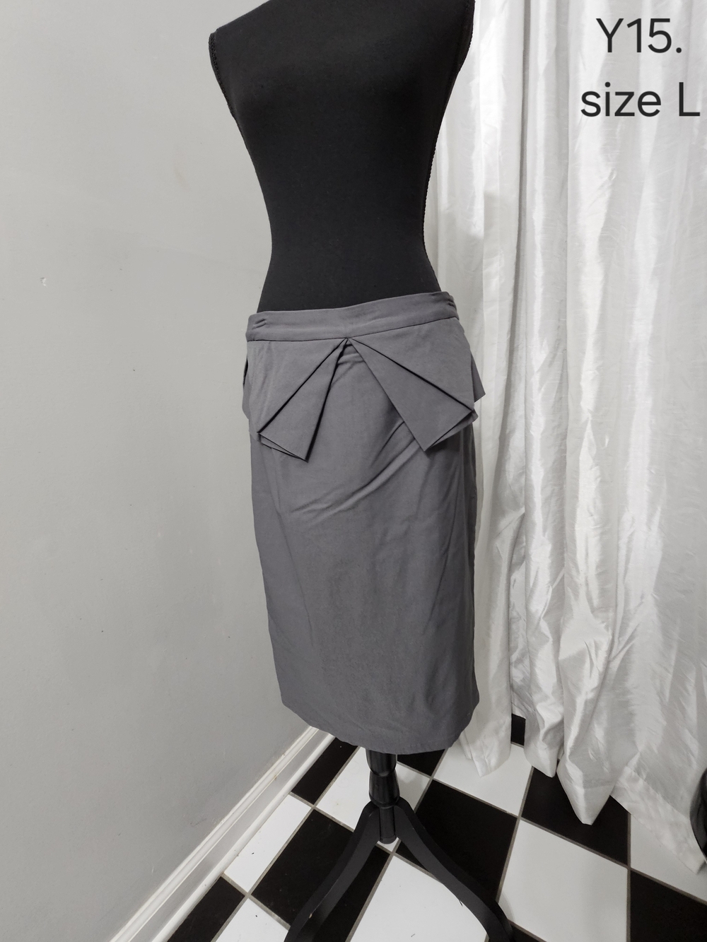 Grace Karin Gray Pencil Skirt with Draped Waist Bow